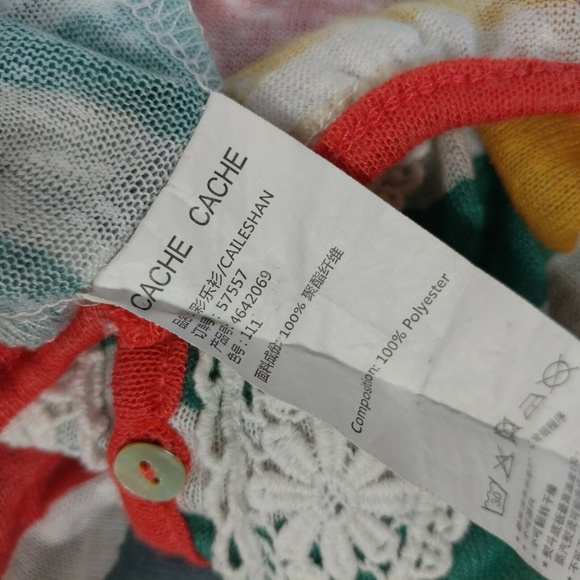 cache cache womens large stripe lace button boho c - Picture 4 of 6